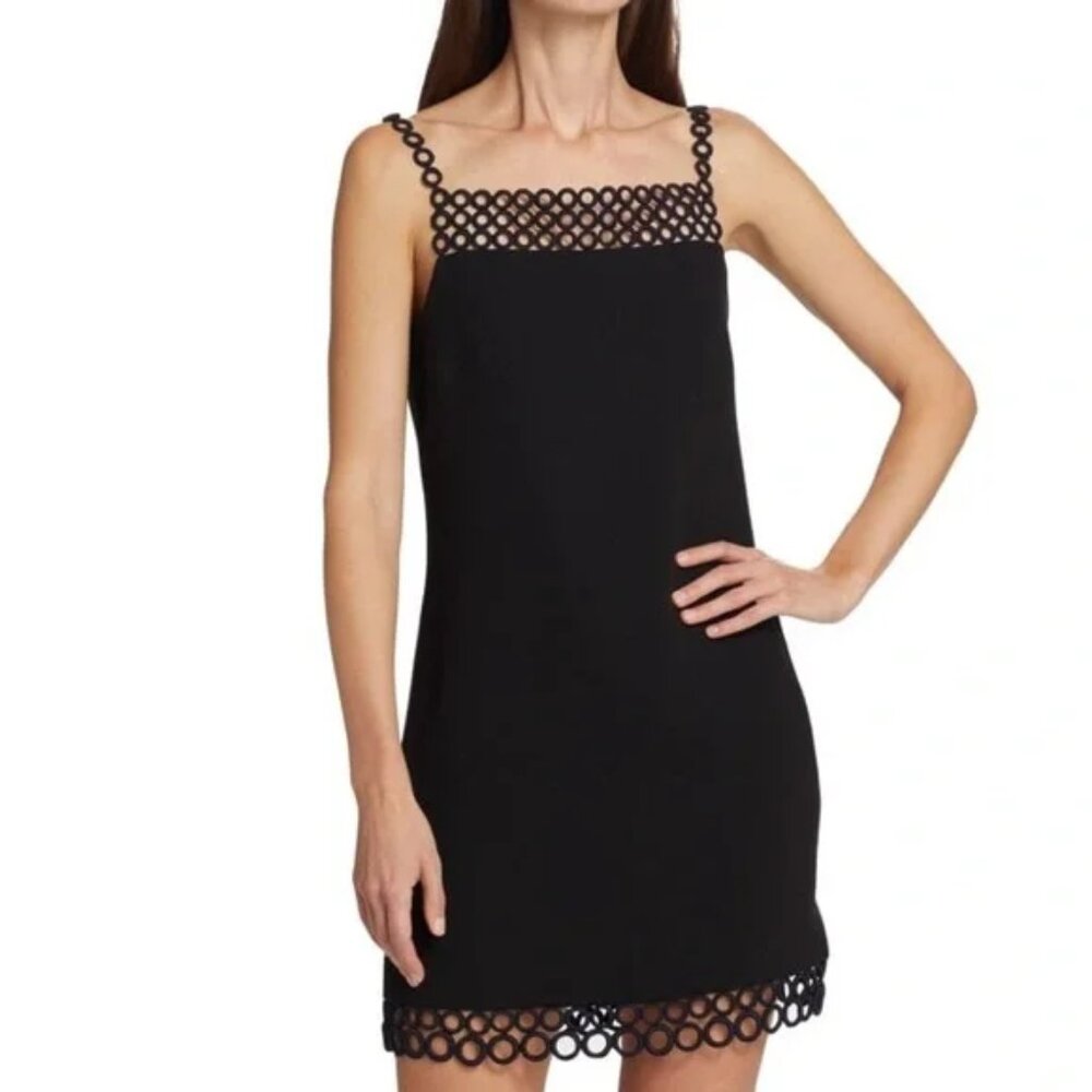 NWT SIMKHAI Marlie Crochet Embellished Crepe Mini Dress- Size 2 - Black